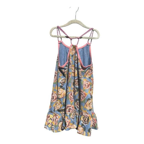 Matilda Jane Twister Tank Gray Blue Floral Roses Ruffle Tunic Top Size 10 - Picture 8 of 9